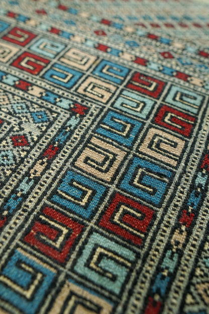  パキスタン手織り絨毯 238×163cm｜メリノウール使用 グレー 幾何学デザイン
