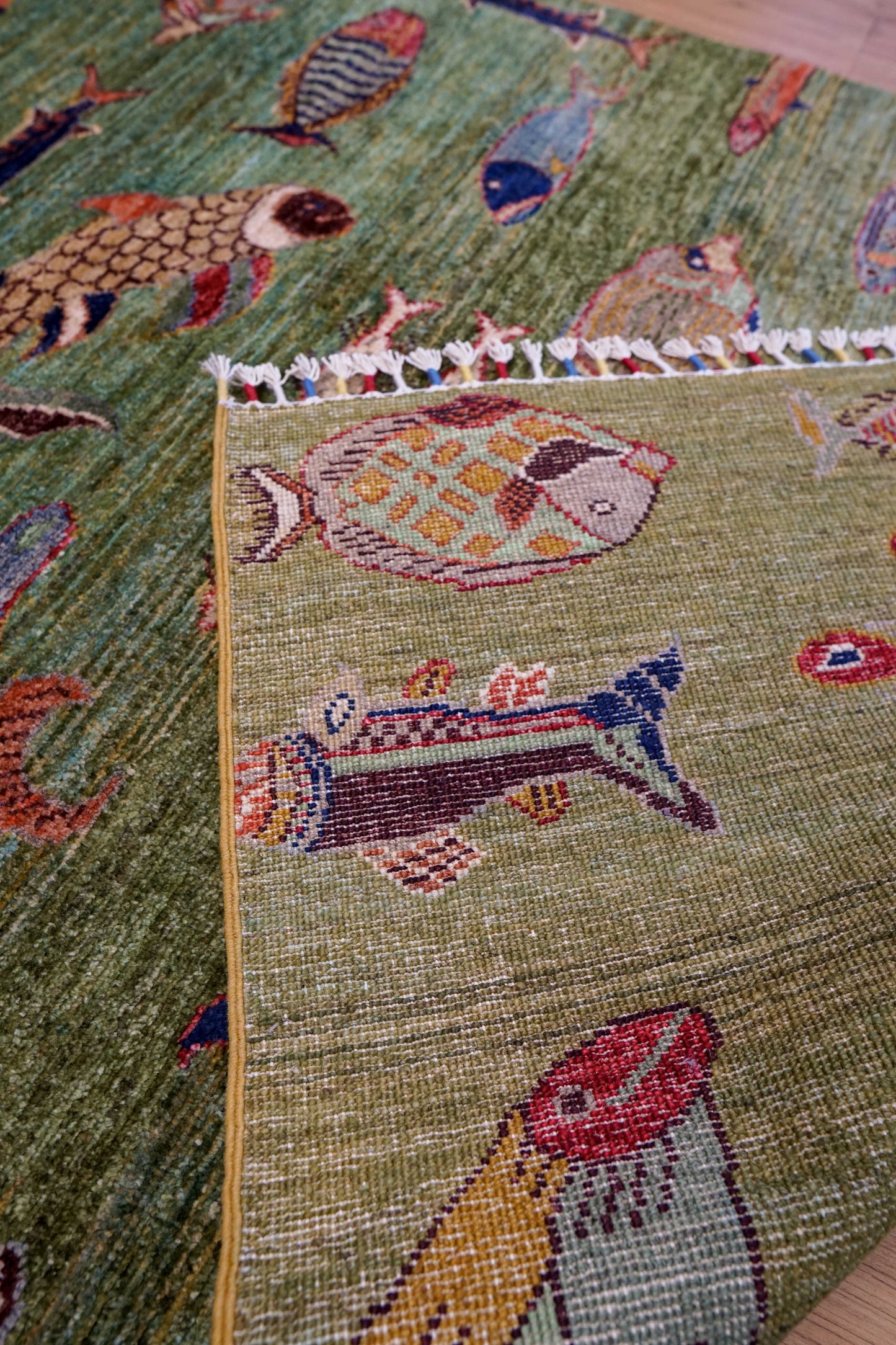  アフガニスタン手織り絨毯 ガズニ地方 手紡ぎウール手織り絨毯 177×122cm 草木染め