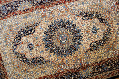 ペルシャ絨毯 クム産 シルク100％ モラー工房 120×78cm