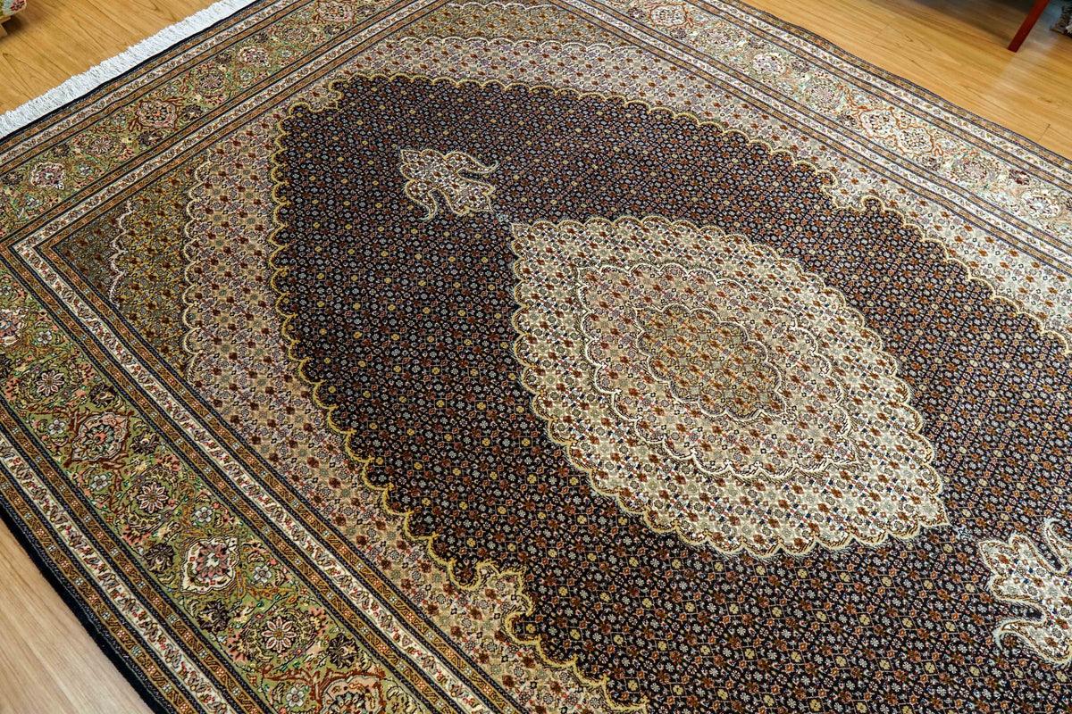  ペルシャ手織り絨毯 タブリーズ産 296×196cm｜マヒ柄