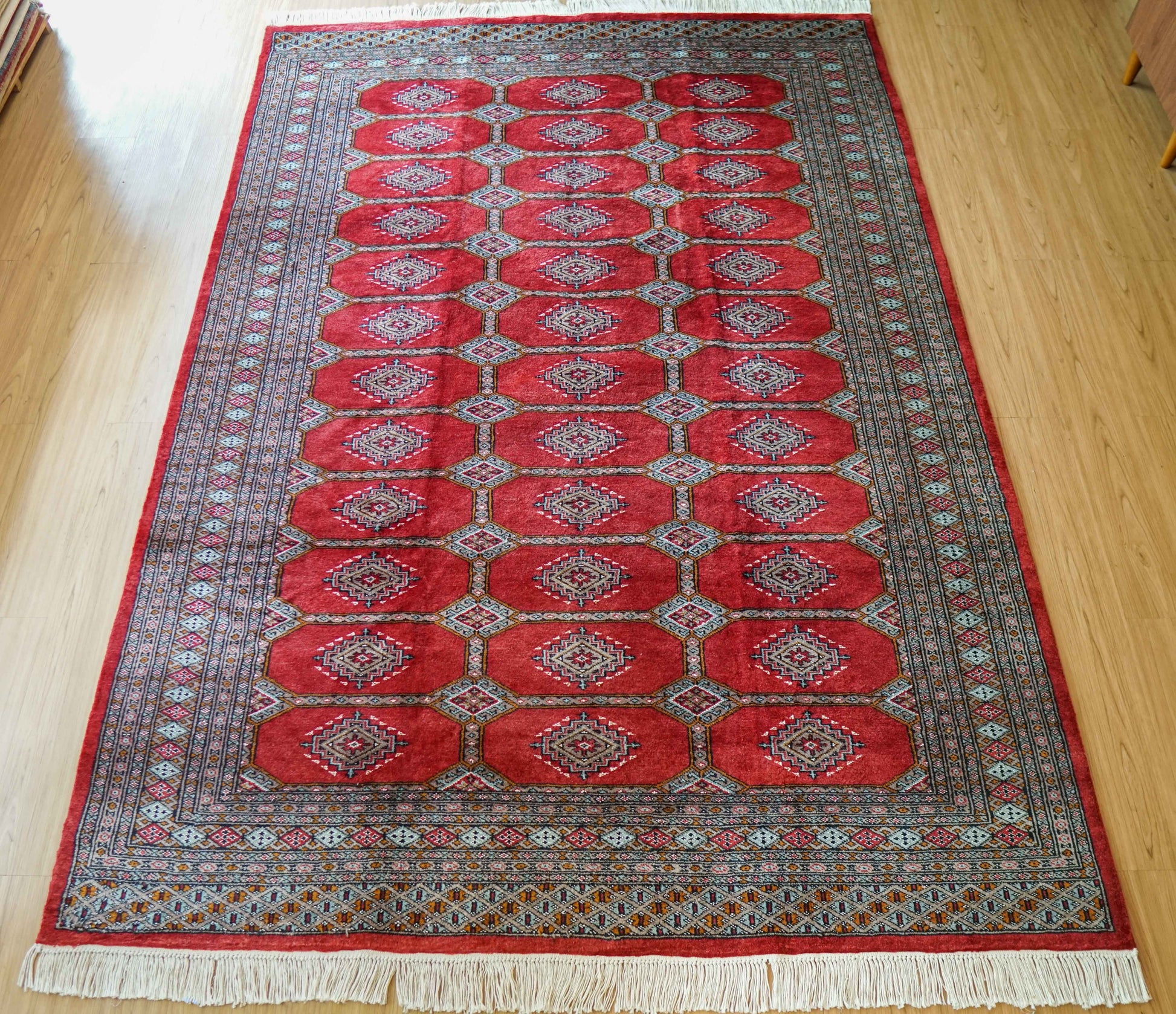  パキスタン手織り絨毯 ジャルダルデザイン 246×171cm｜伝統文様 ウールラグ