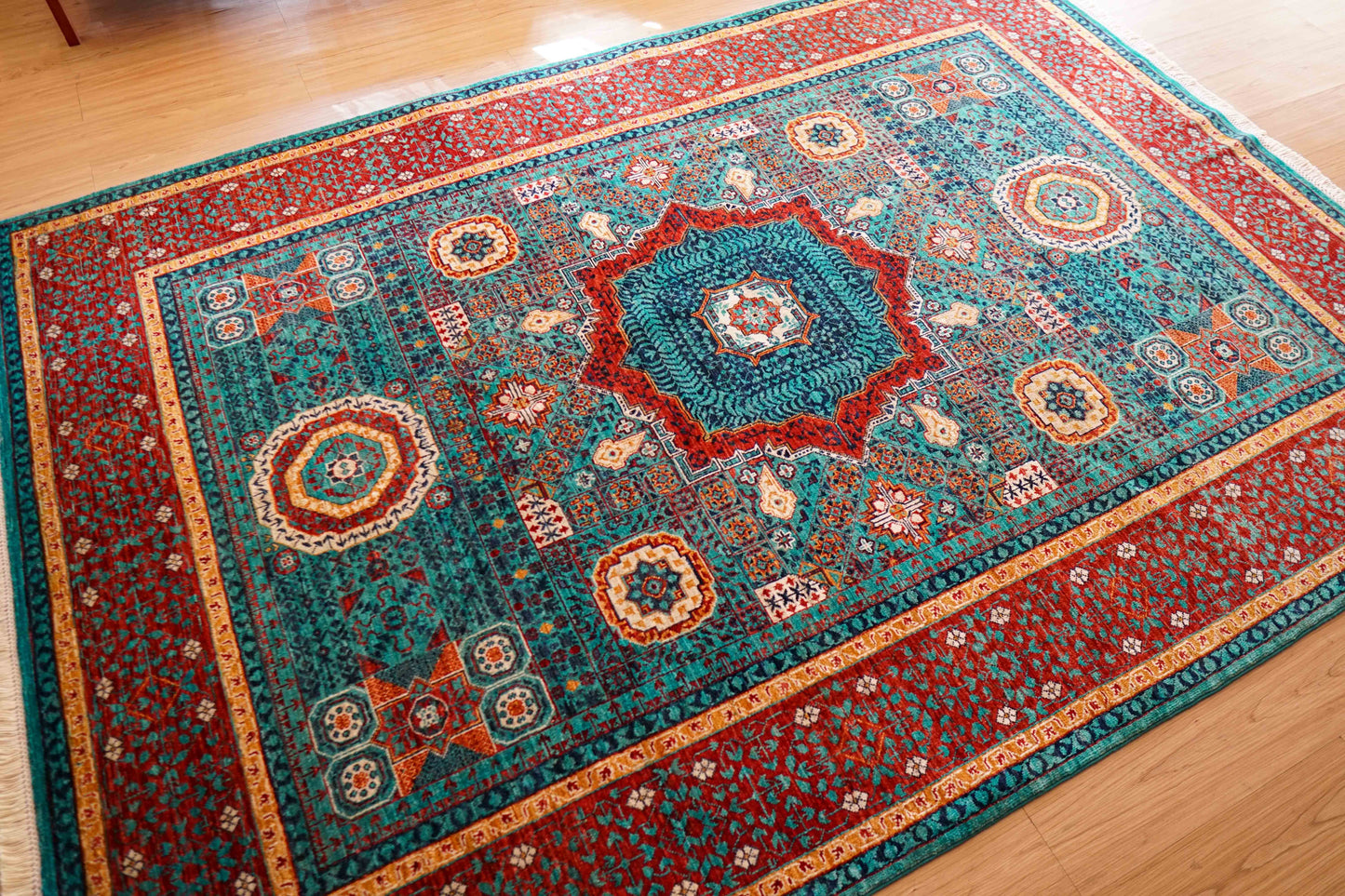  アフガニスタン手織り絨毯  ウールラグ 247×176cm ガズニーウール オリエンタルラグ fine quality