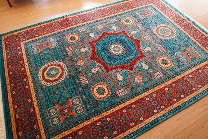  アフガニスタン手織り絨毯  ウールラグ 247×176cm ガズニーウール オリエンタルラグ fine quality