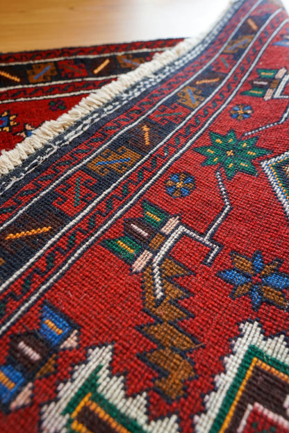  163×95cm ペルシャ 絨毯 バルーチ 手織り トライバルラグ