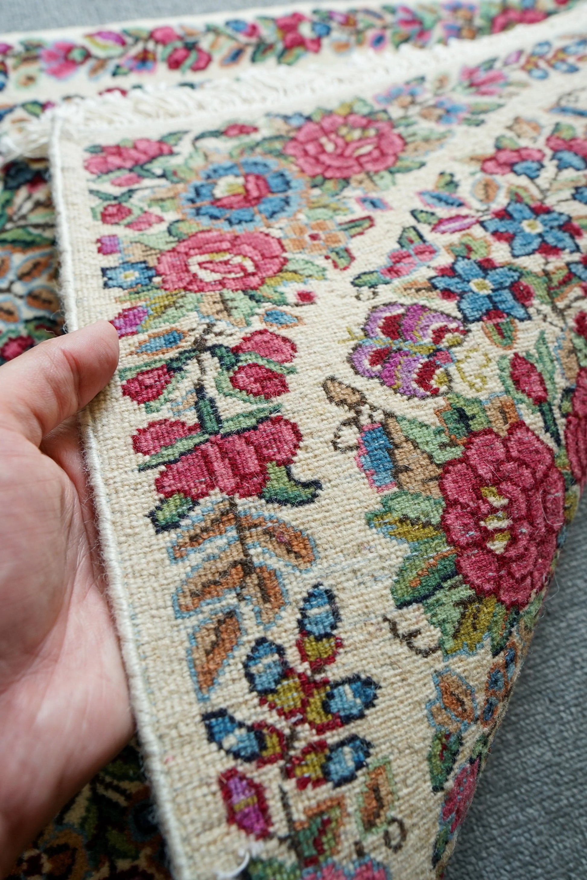 75x55cm ペルシャ手織り 絨毯 ケルマン産 Decorworks