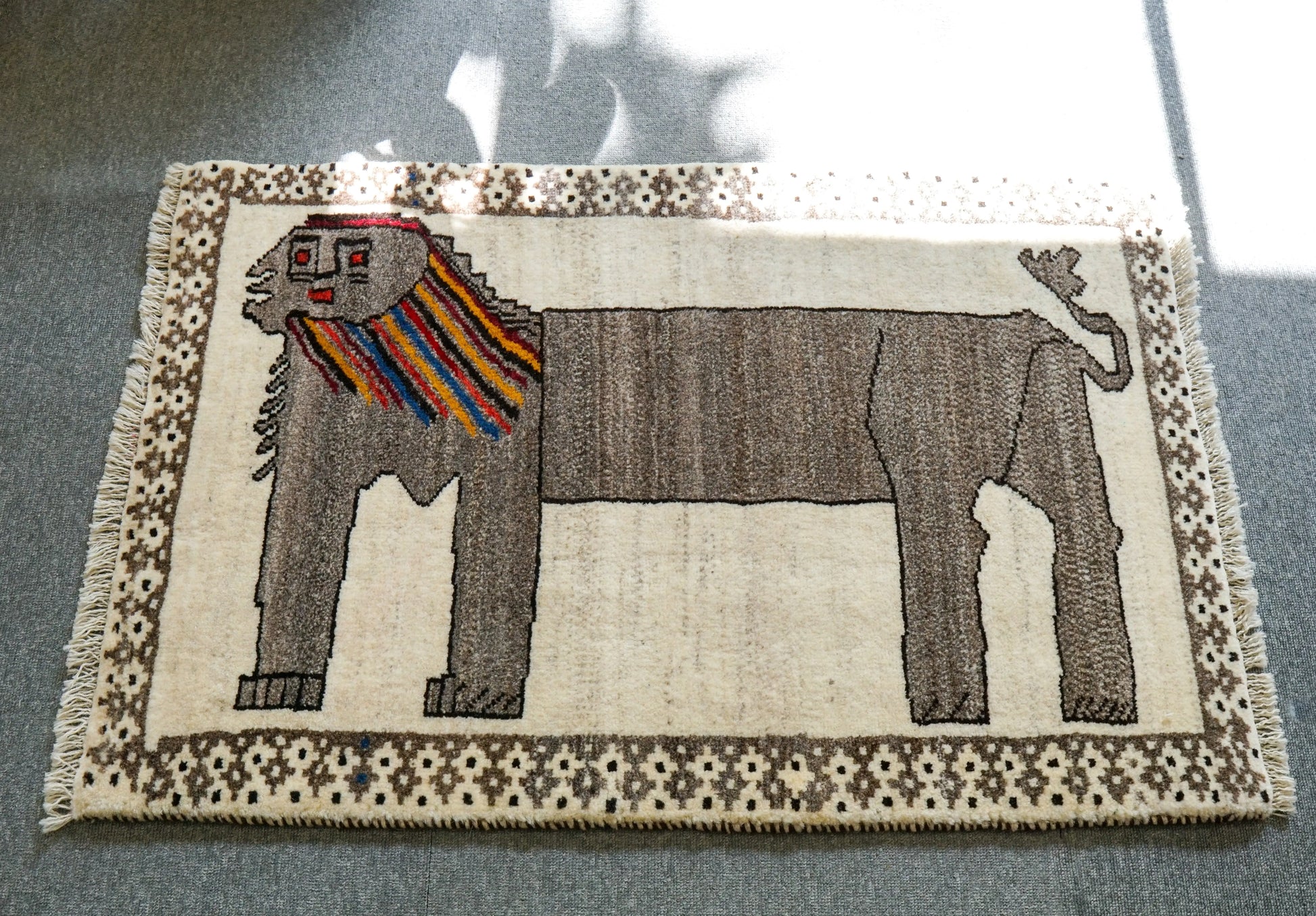 97×63cm  ペルシャ手織り絨毯 ギャッベ   カシュクリ Decorworks
