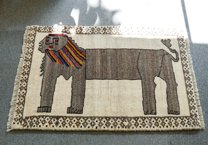 97×63cm  ペルシャ手織り絨毯 ギャッベ   カシュクリ Decorworks