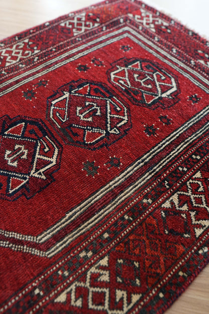  ペルシャ・オールドトルクメン 手織り絨毯 97×62cm｜トライバルラグ ヴィンテージ絨毯  prayer rug