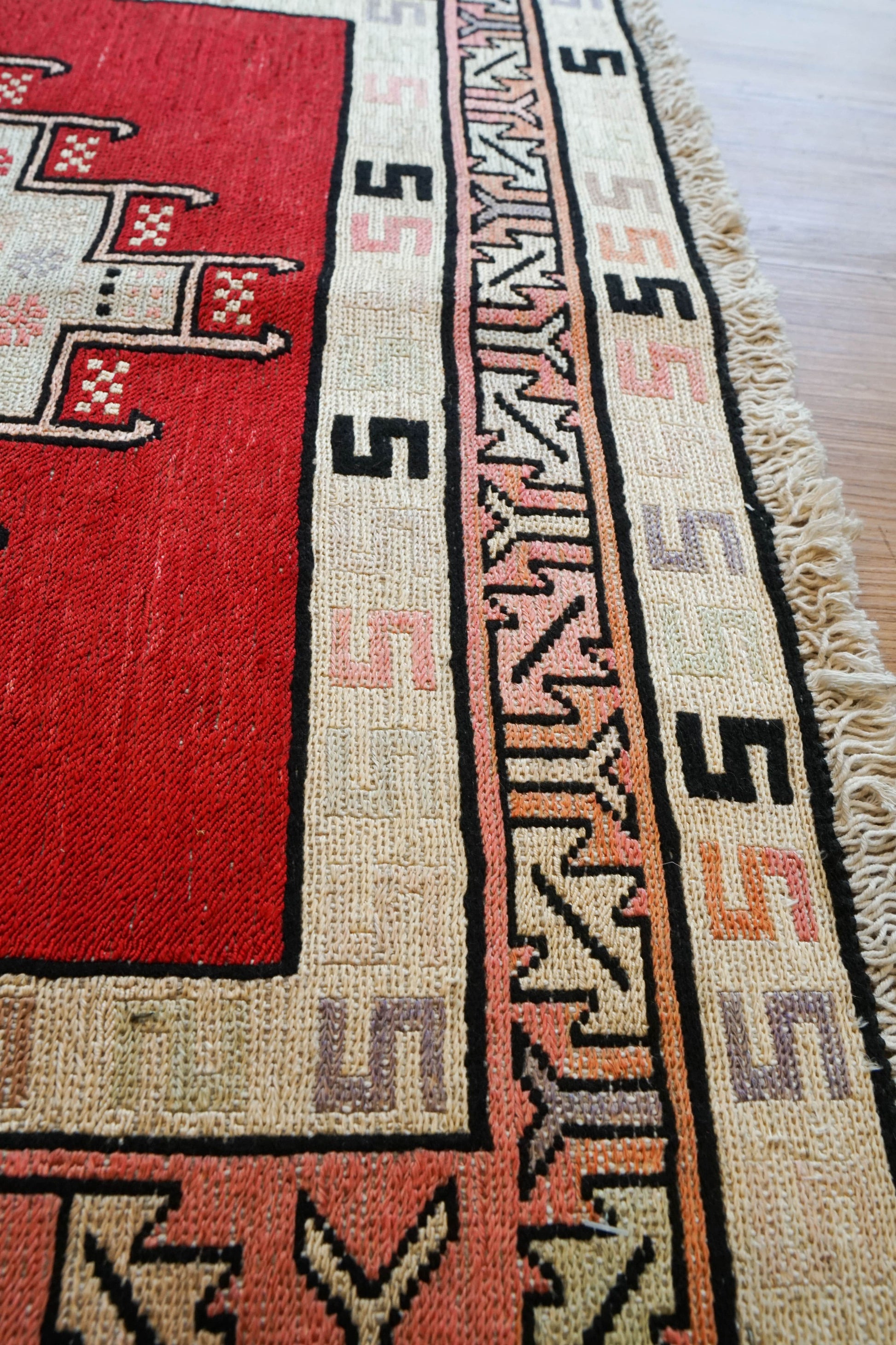 Collection 96×74cm ペルシャ手織りシルクスマックキリム トライバルデザイン