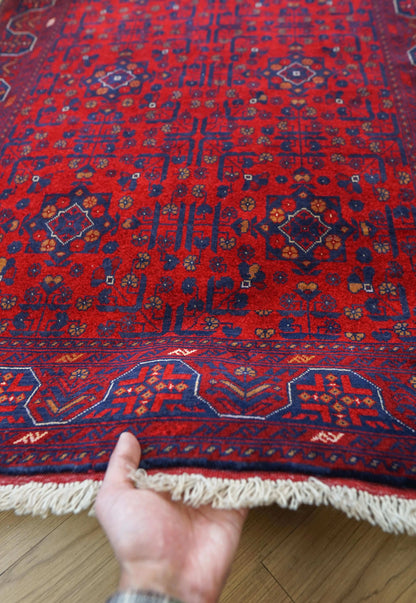  アフガニスタン絨毯 カールモハメディ Biljik最高品質 143×103cm｜メリノウール100%