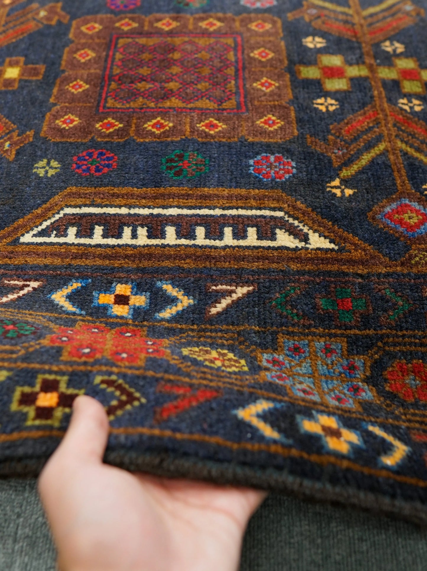 144×88cm ペルシャ絨毯 バルーチ 手織り トライバルラグ ヴィンテージ Decorworks