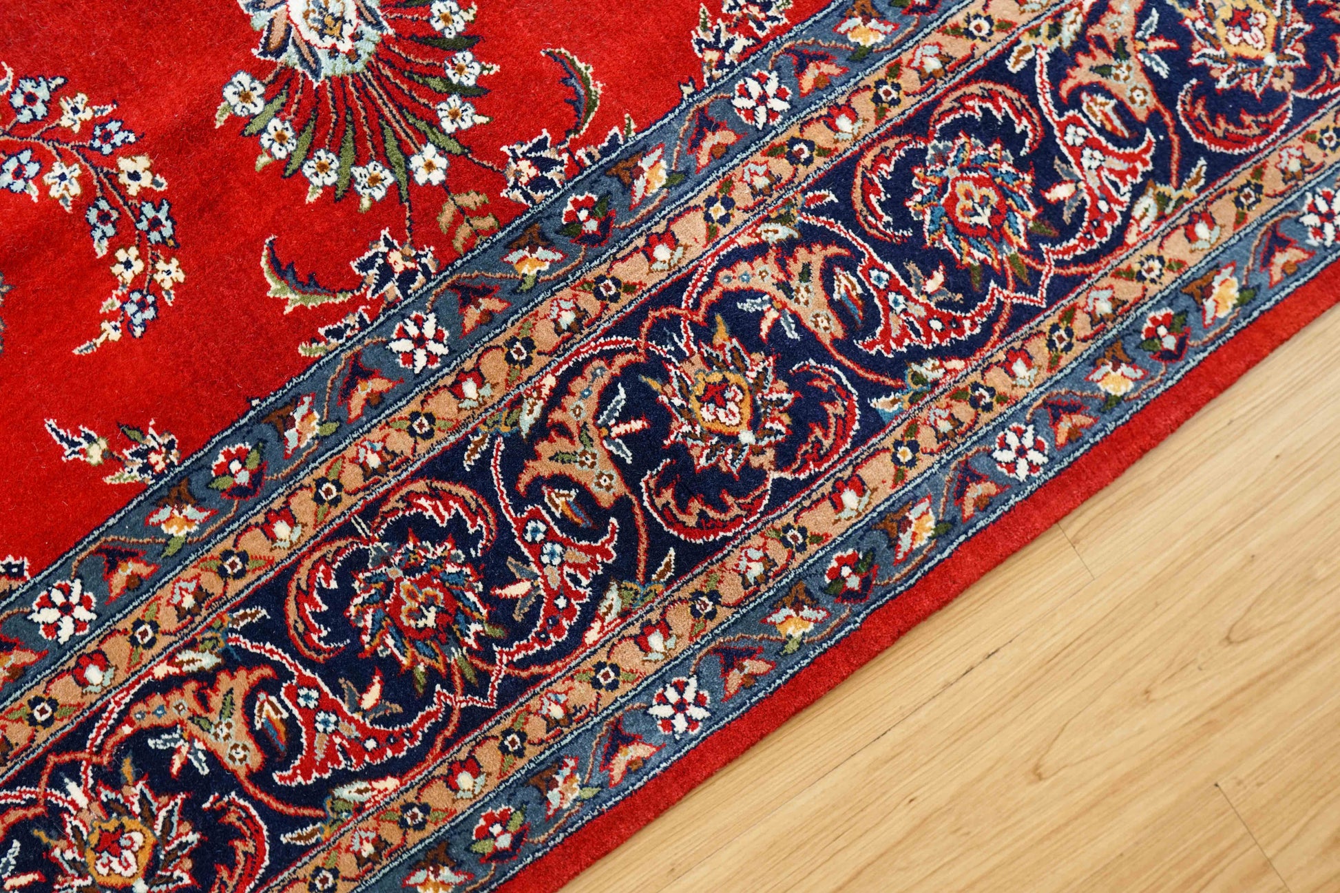  ペルシャ絨毯 手織り ダブルノット 高密度ウール 256×154cm｜厚手で丈夫 赤基調クラシックデザイン