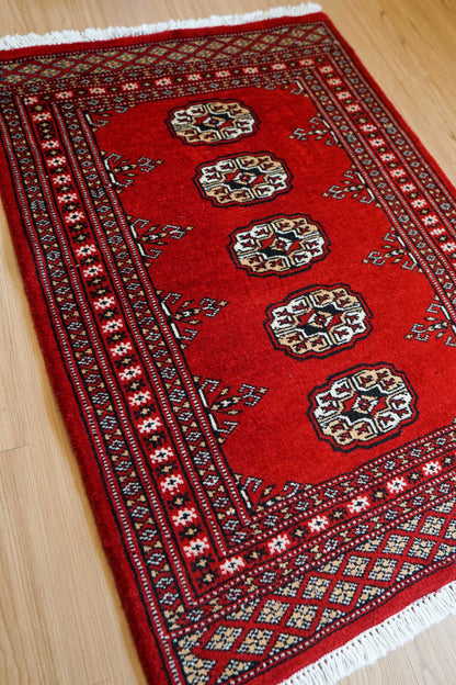  トルクメン ボハラ 手織り パキスタン絨毯 88×63cm 玄関マット
