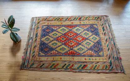  手織り マシュワニ キリム126×93cm　