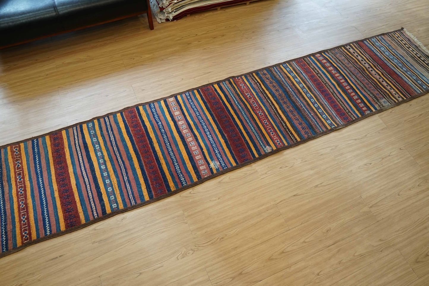  　アフガニスタン手織りキリム　ランナー 312×63 トライバルラグ ヴィンテージ