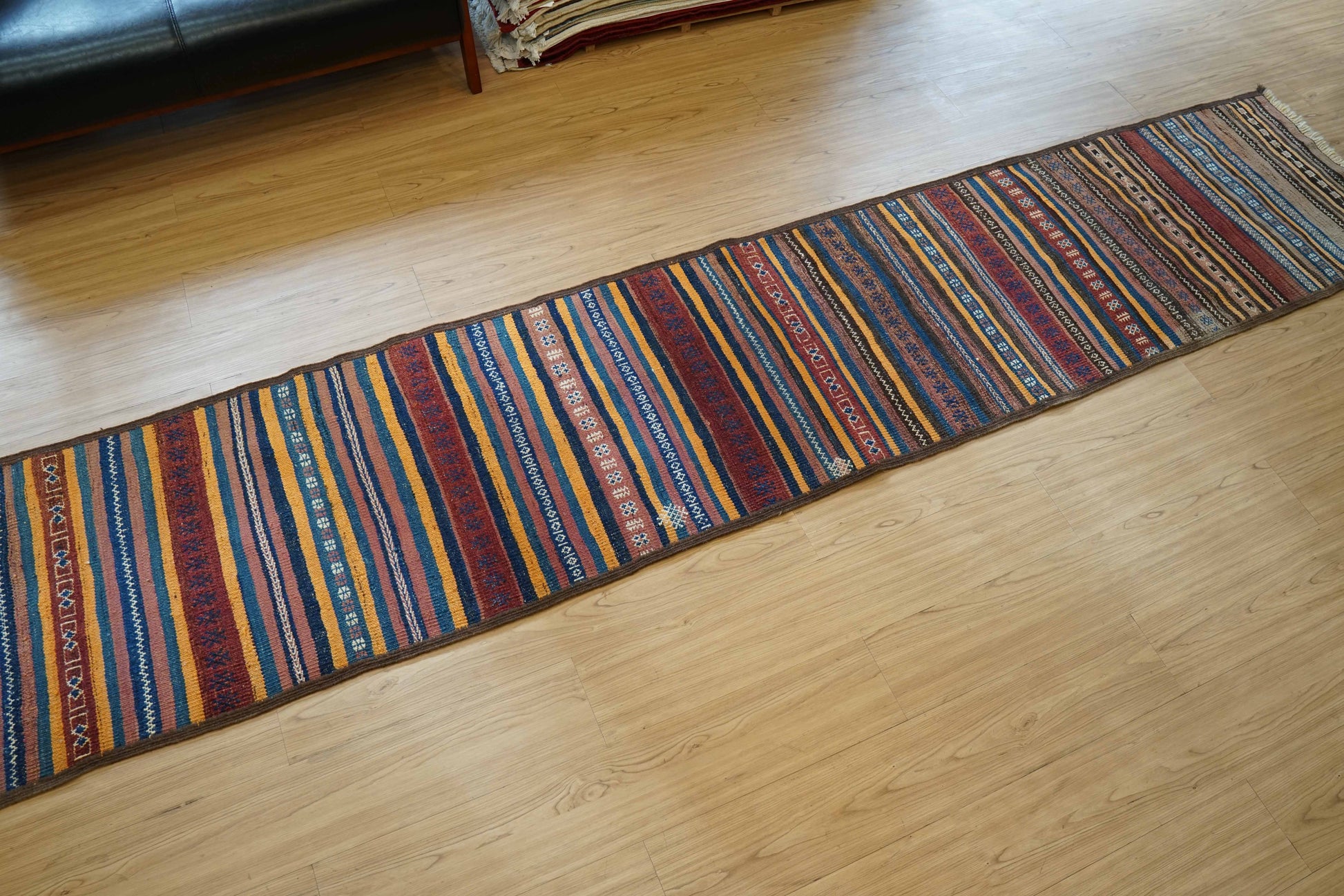  　アフガニスタン手織りキリム　ランナー 312×63 トライバルラグ ヴィンテージ