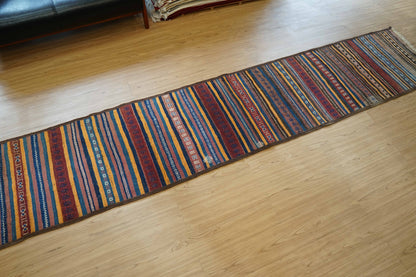  　アフガニスタン手織りキリム　ランナー 312×63 トライバルラグ ヴィンテージ