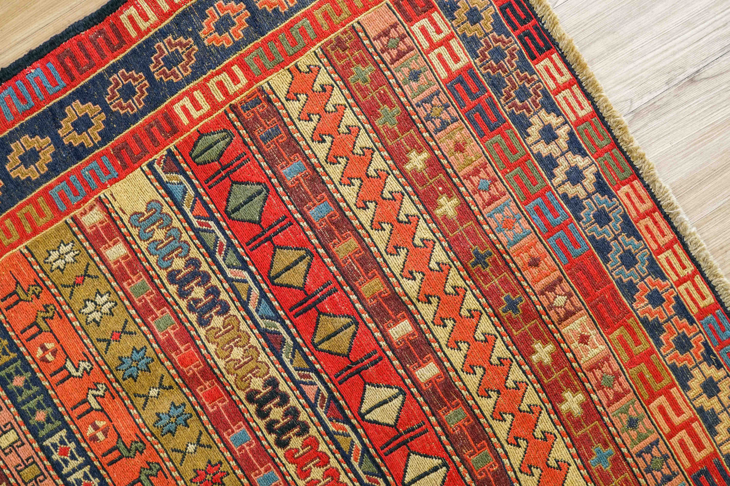  手織りペルシャ オールド シルジャンキリム ウールラグ 298×195cm