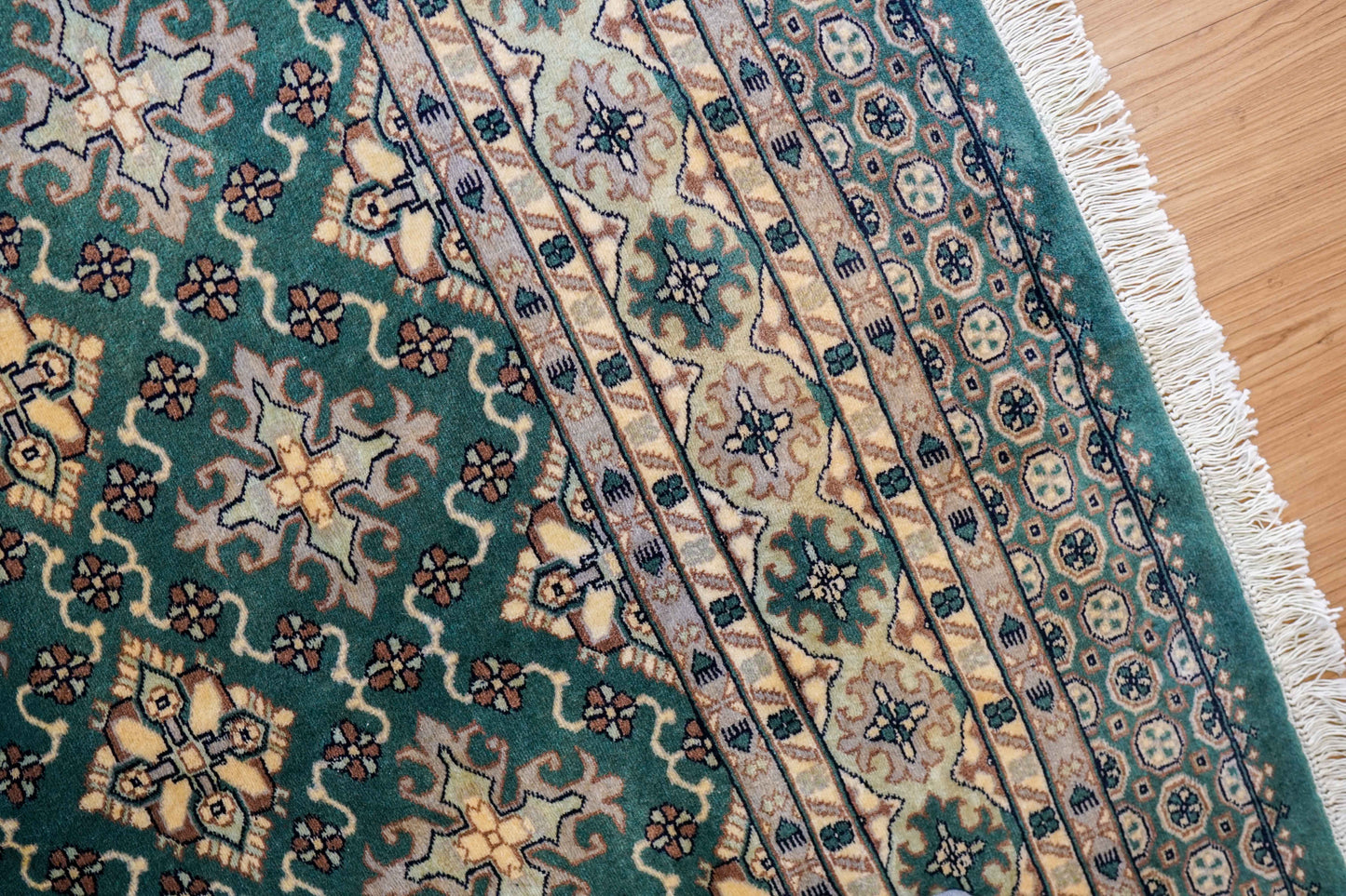 パキスタン手織り絨毯 270×154cm｜ニュージーランドウール使用 高密度グリーン