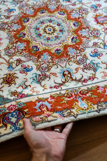 ペルシャ手織り絨毯 タブリーズ産 50RAJ 124×73cm｜ウール＆シルク