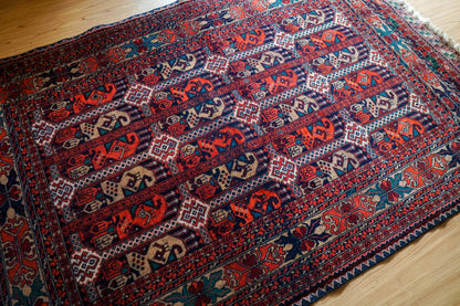  アフガン手織り絨毯 トルクメン ラグ 150×101cm