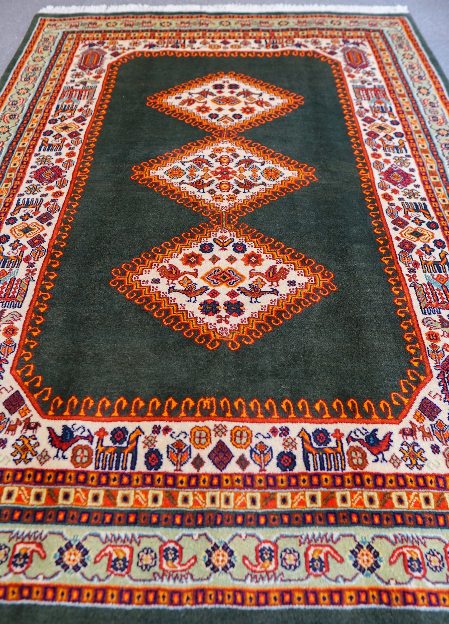 200×146cm  ペルシャ ガシュガイ 手織り絨毯 Decorworks