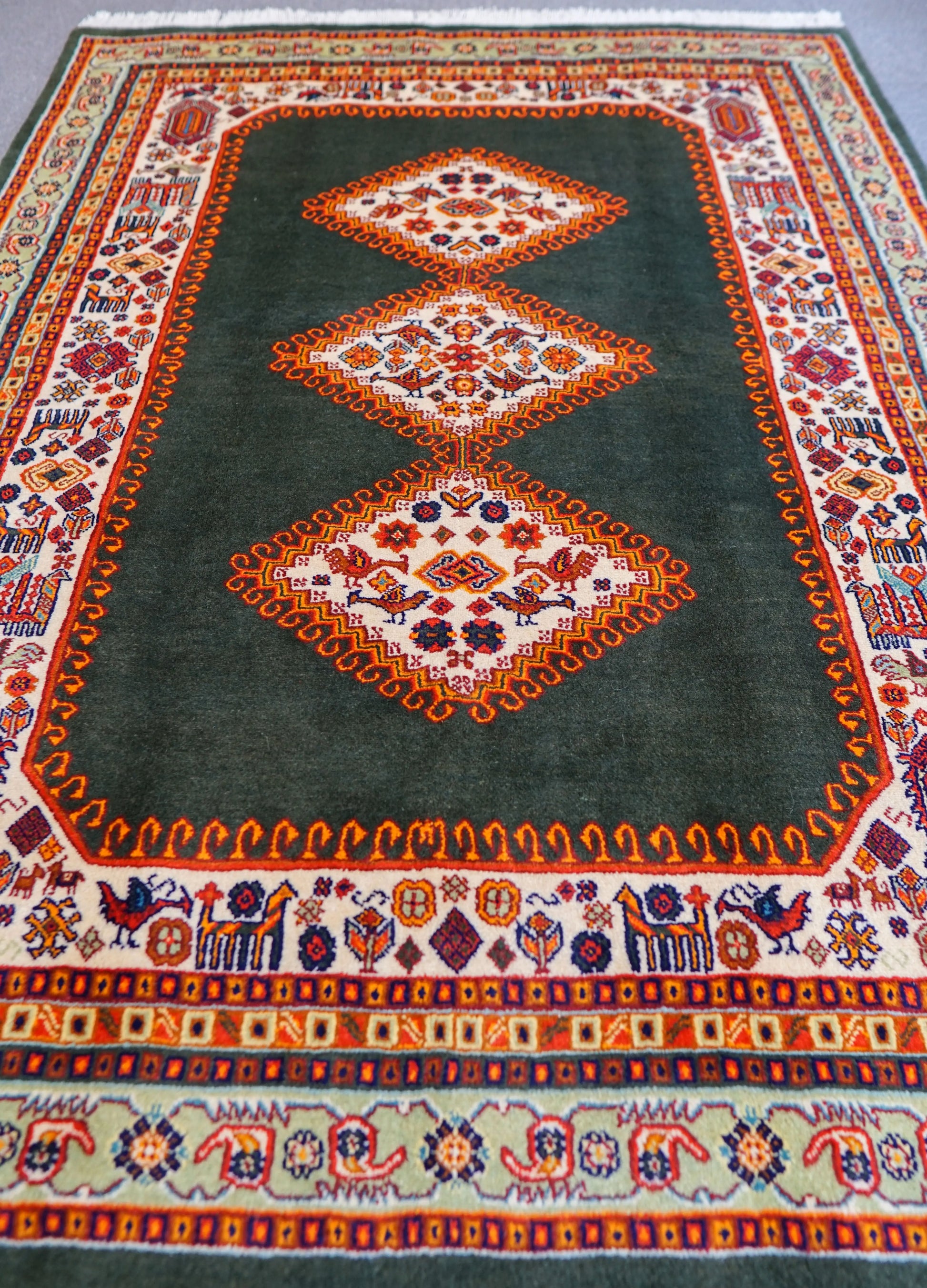 200×146cm  ペルシャ ガシュガイ 手織り絨毯 Decorworks