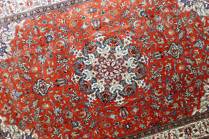 ペルシャ絨毯 クム産 モハマディ工房 シルク100% 197×130cm｜手織り 高密度シルクラグ メダリオンデザイン - Decorworks