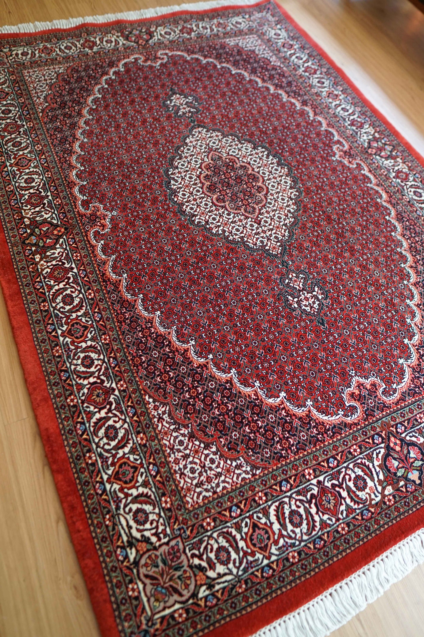 ペルシャ絨毯 ビジャール産 228×152cm ビジャー｜高品質タカーブ織り マヒデザイン メリノウール 手織りラグ