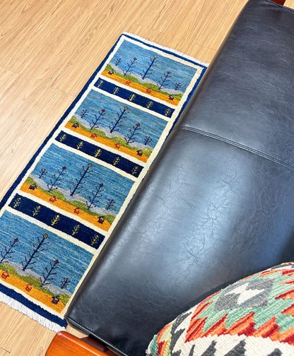 ペルシャ手織りカシュクリギャッベ リズ バフト ギャベ 手織り絨毯 114×44cm