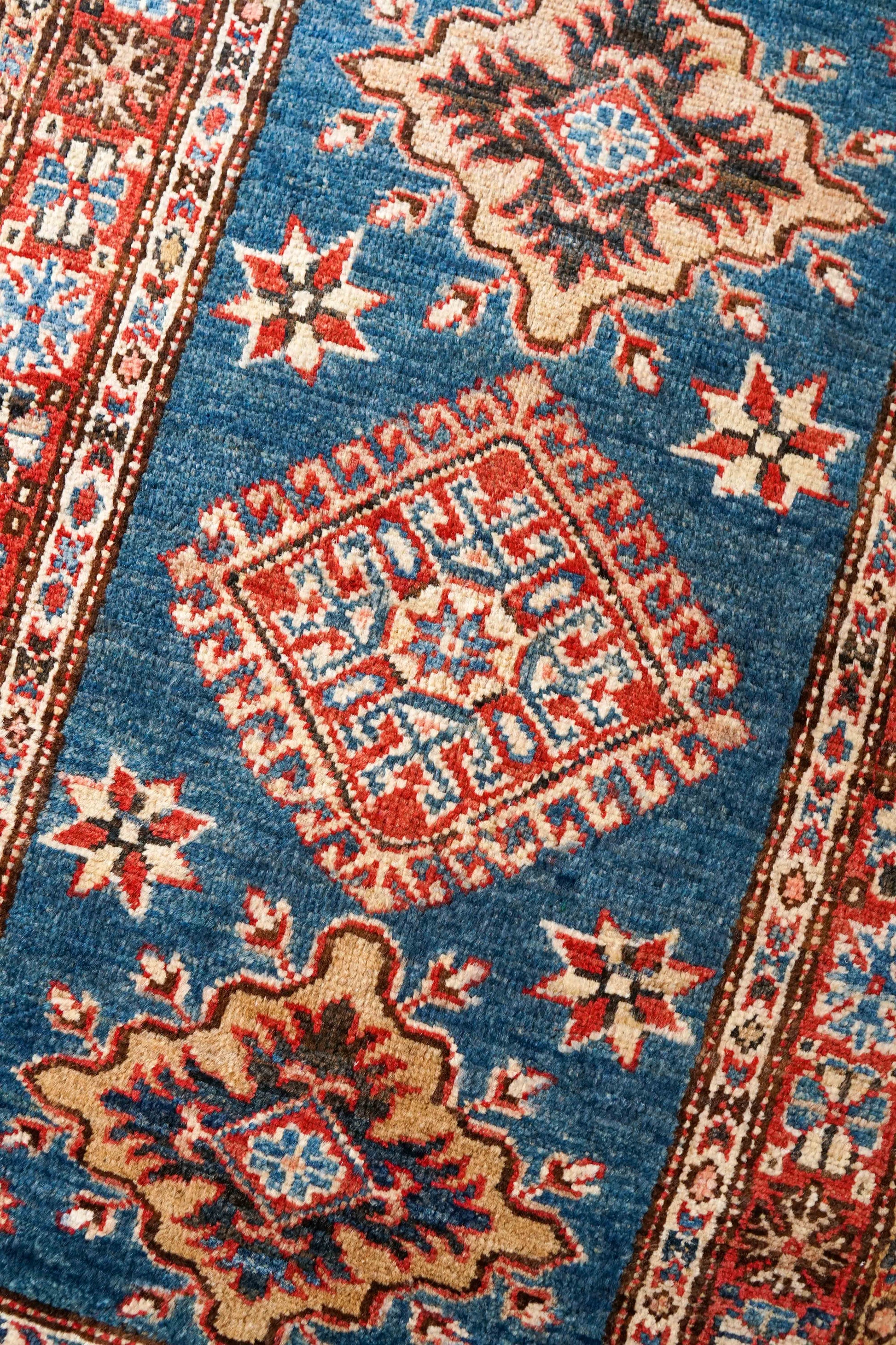  アフガニスタン手織り絨毯 92×55cm｜ガズニウール カザクデザイン トライバルラグ