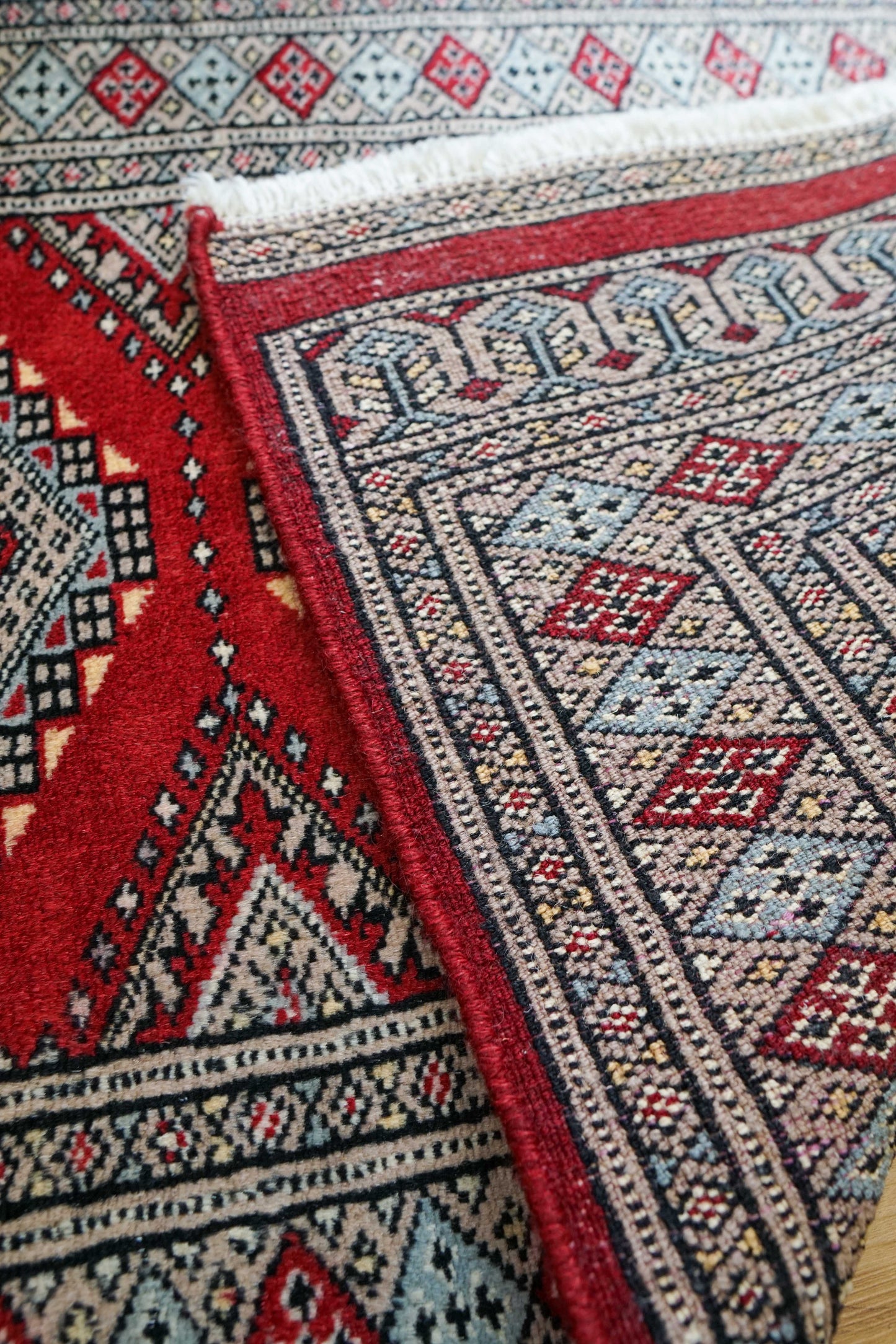 パキスタン手織り絨毯 90×61cm 　トライバル, 玄関マット