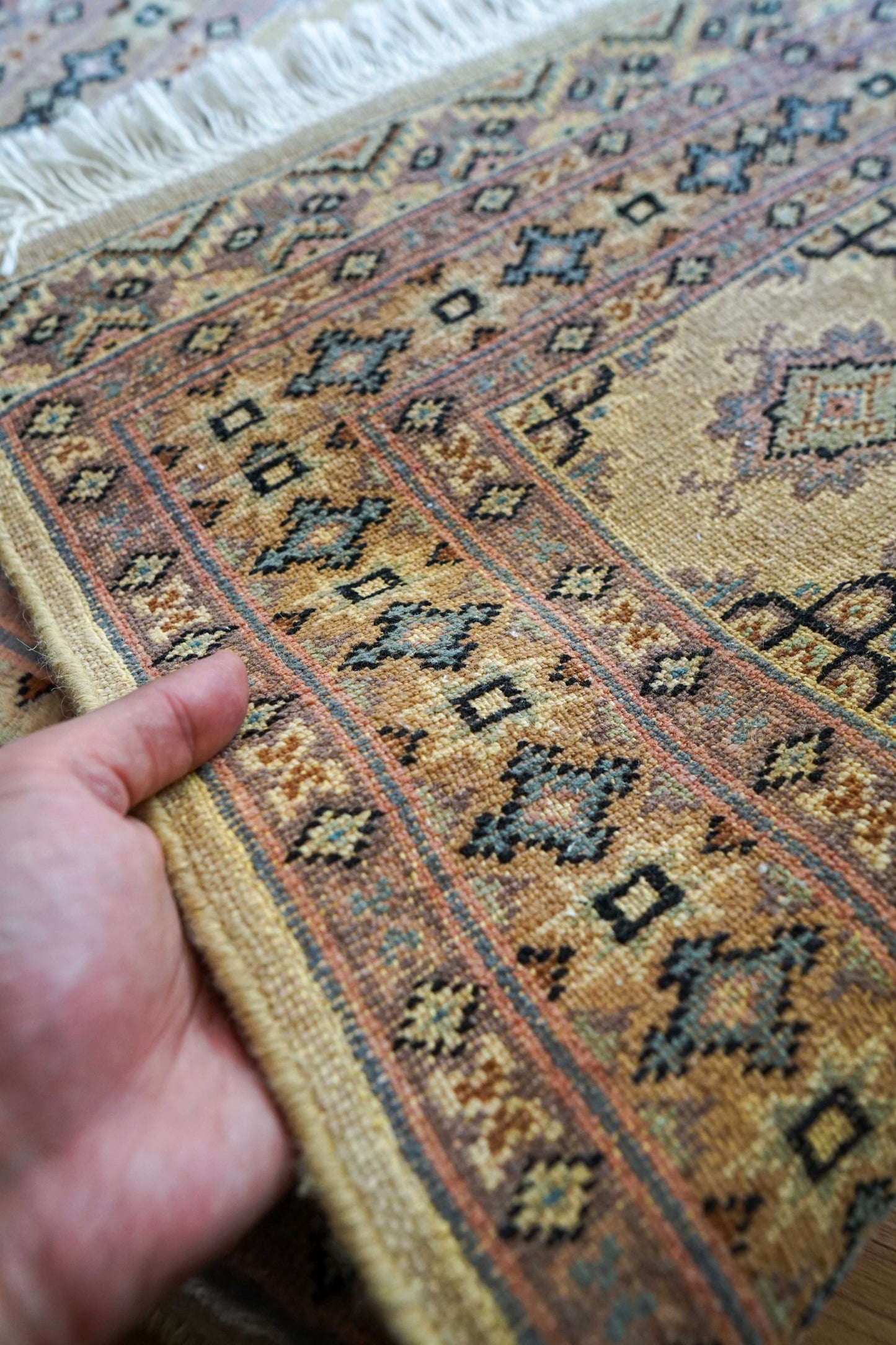 パキスタン手織り絨毯 玄関マット 95×63cm