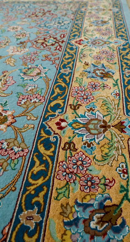  ペルシャ絨毯 イスファハン産 シャーシャハニ工房 約170×115cm｜コルクウールとシルク