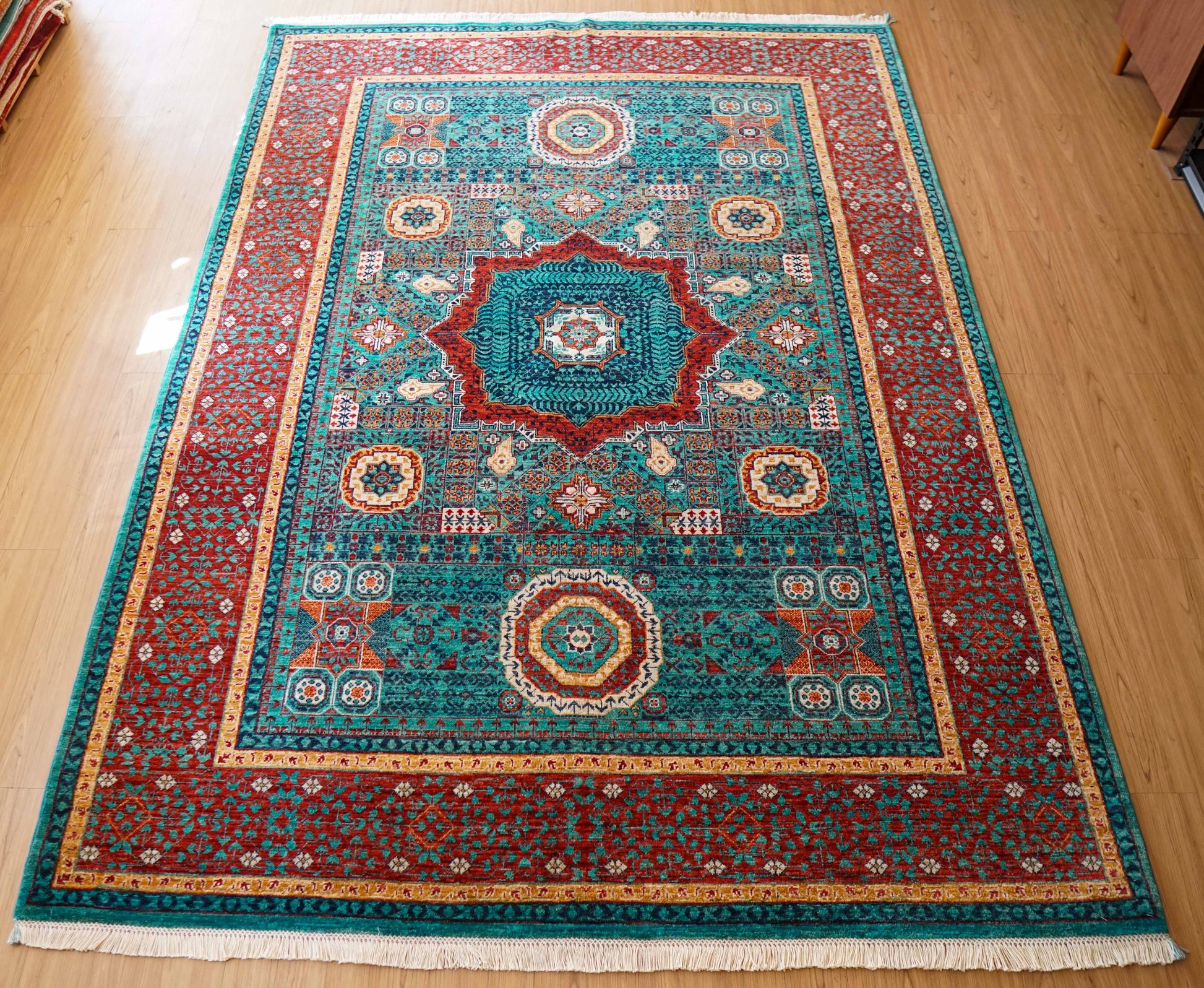  アフガニスタン手織り絨毯  ウールラグ 247×176cm ガズニーウール オリエンタルラグ fine quality