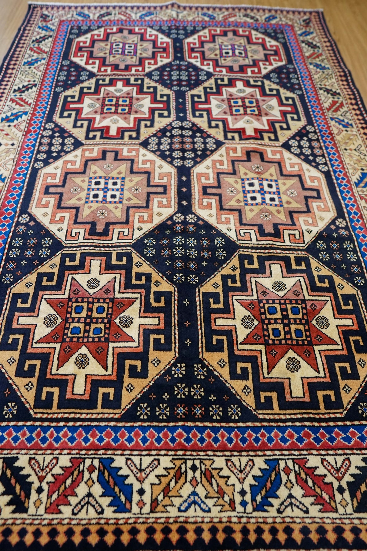  アフガン手織り絨毯 ボハラ 220×140cm｜ウール・紺色