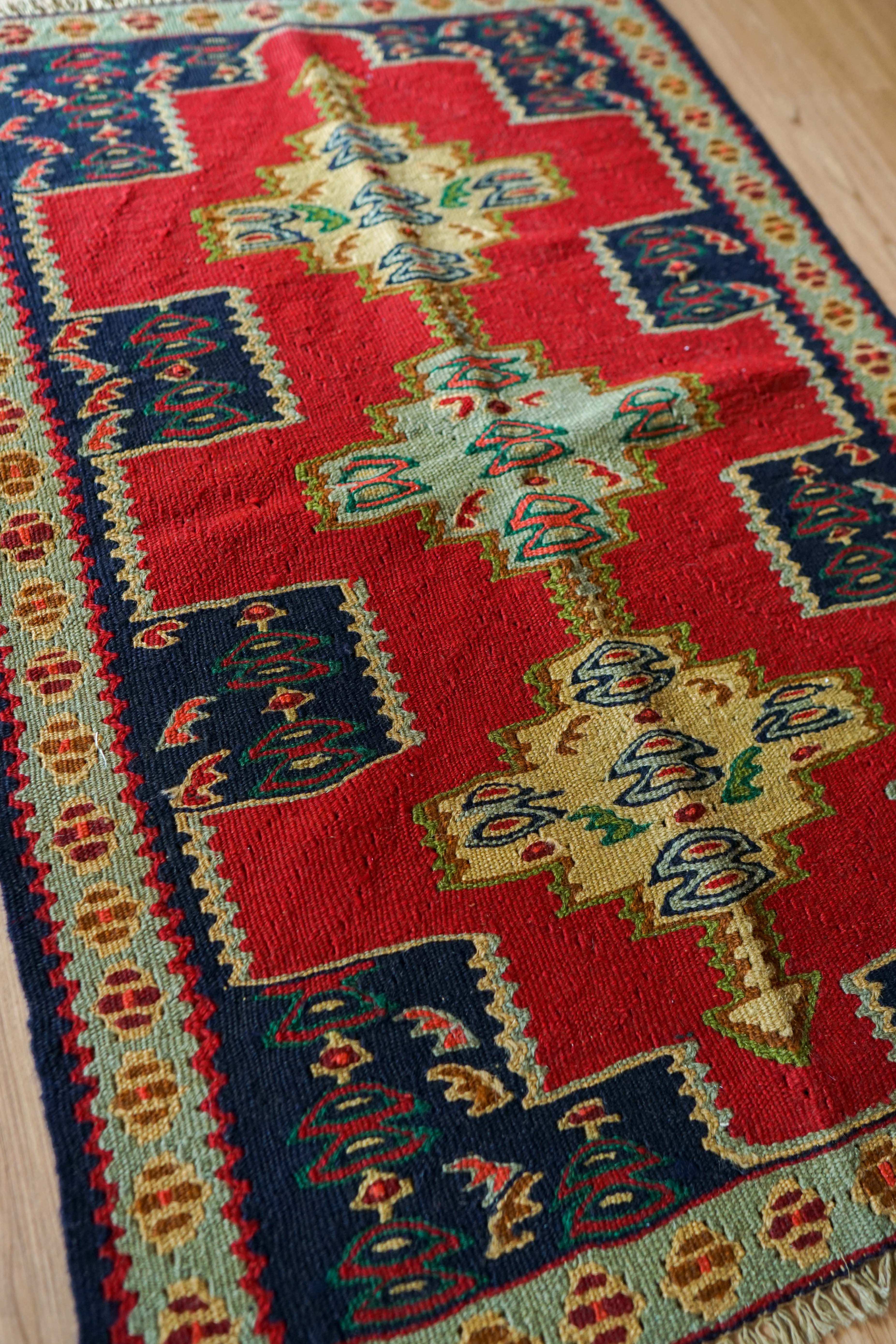 セネキリム 103×71cm イラン手織りキリム トライバルラグ 玄関マット セネキリム 103×71cm イラン手織りキリム トライバルラグ 玄関マット