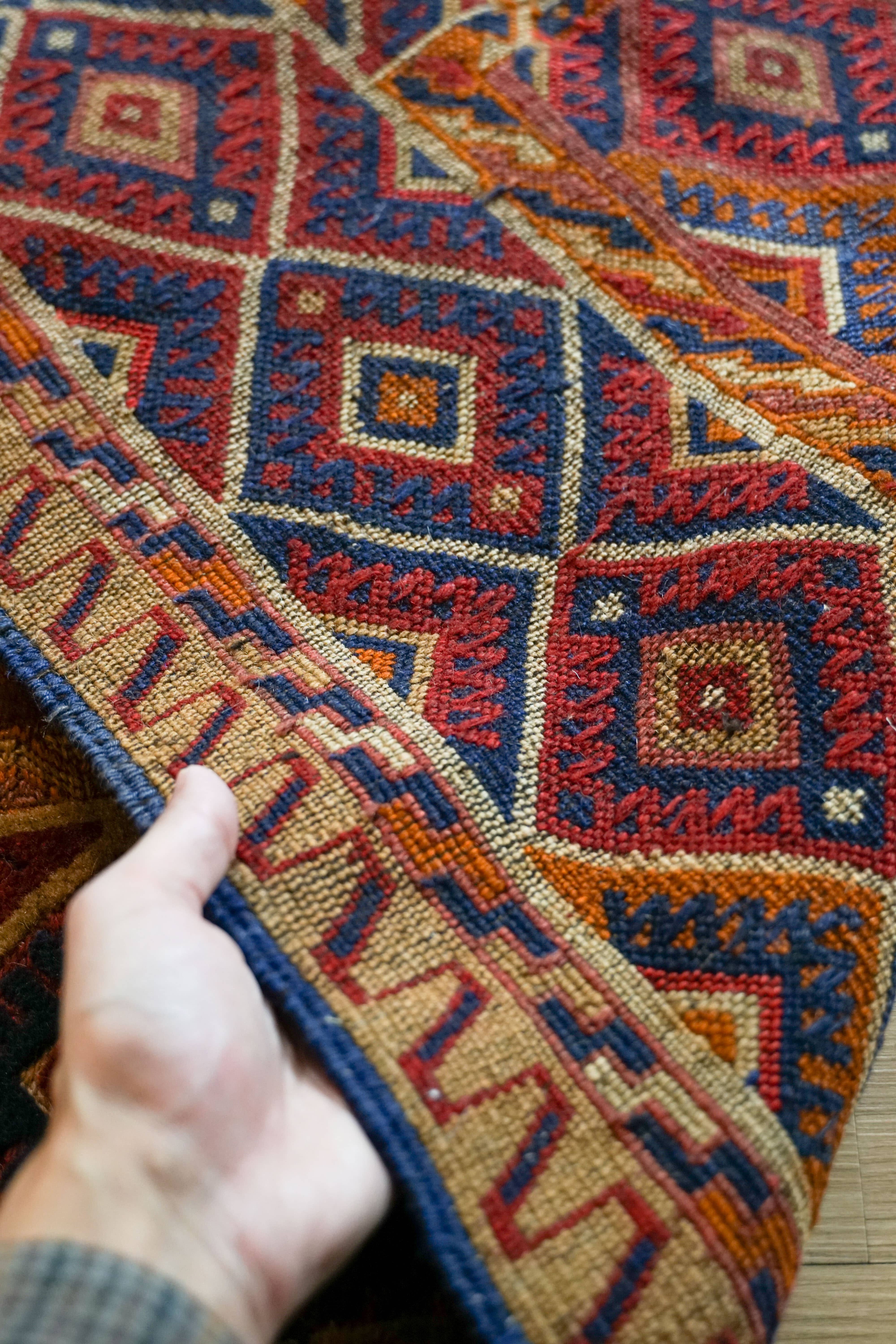 145×96cmアフガニスタン オールドマシュワニ 手織りキリム トライバルラグ マシュワニキリム145×96cm – Decorworks