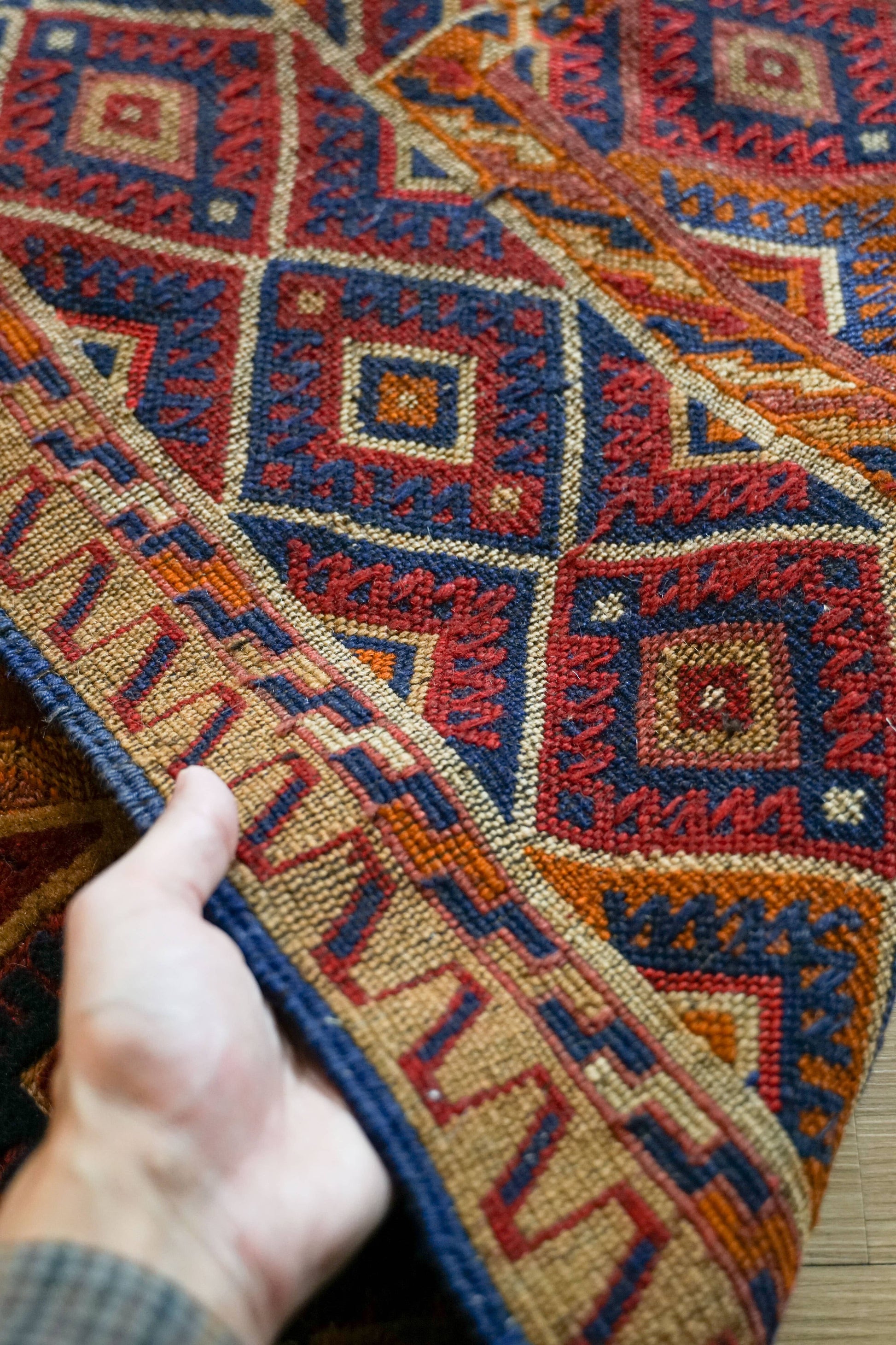 Collection 145×96cmアフガニスタン オールドマシュワニ 手織りキリム トライバルラグ