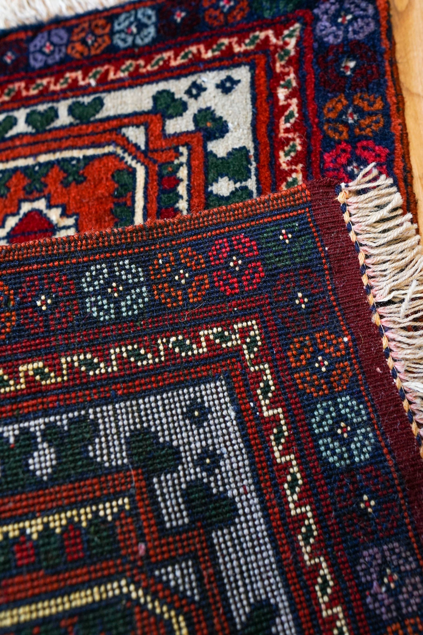 アフガニスタン手織り絨毯 カールモハメディ 54×42cm｜ミニラグ・玄関マットサイズ トライバルラグ