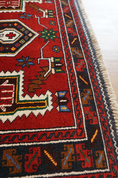  163×95cm ペルシャ 絨毯 バルーチ 手織り トライバルラグ