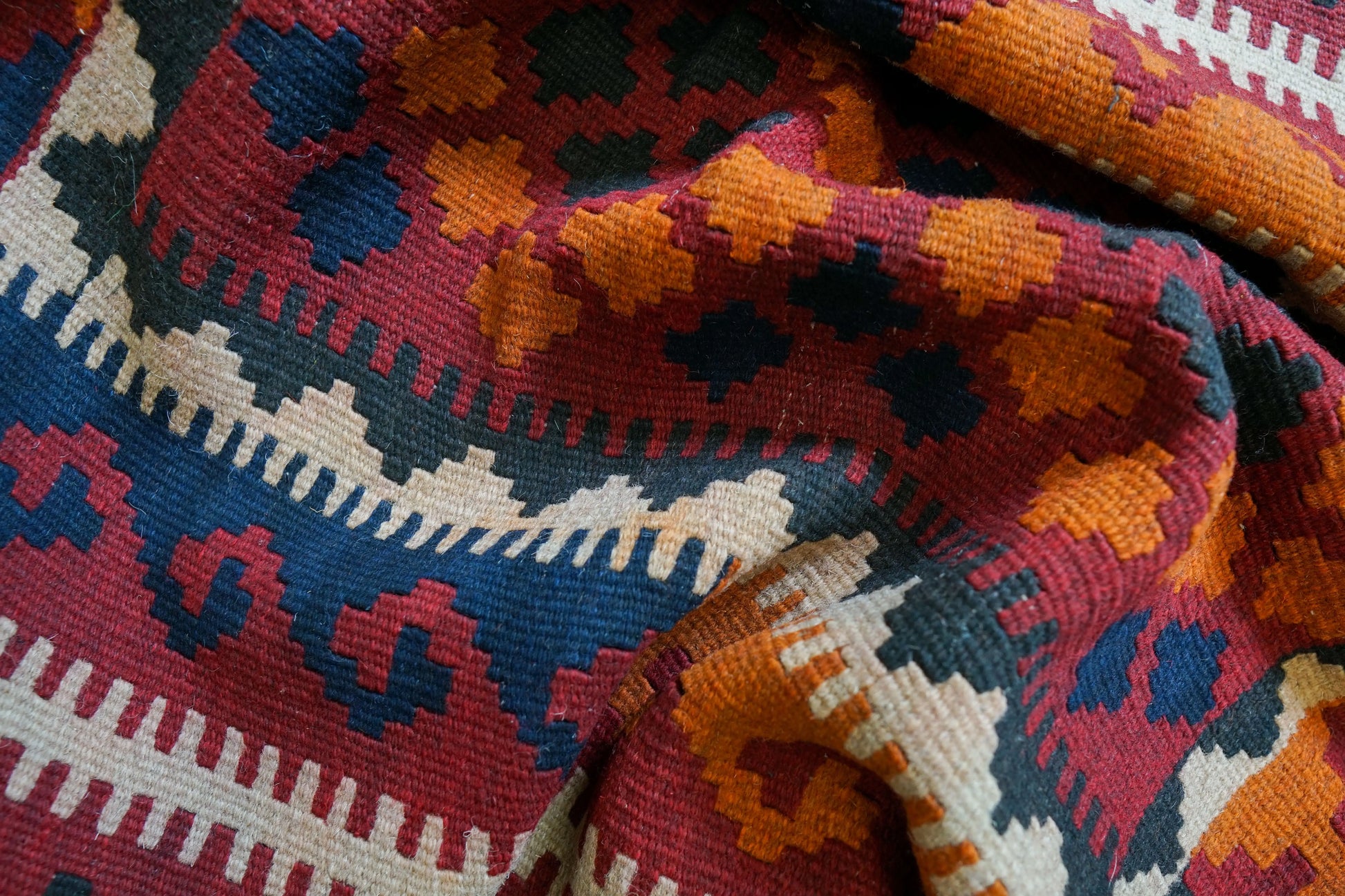 97×76㎝ アフガニスタン手織りキリム トライバルラグ 手織り 絨毯 Decorworks