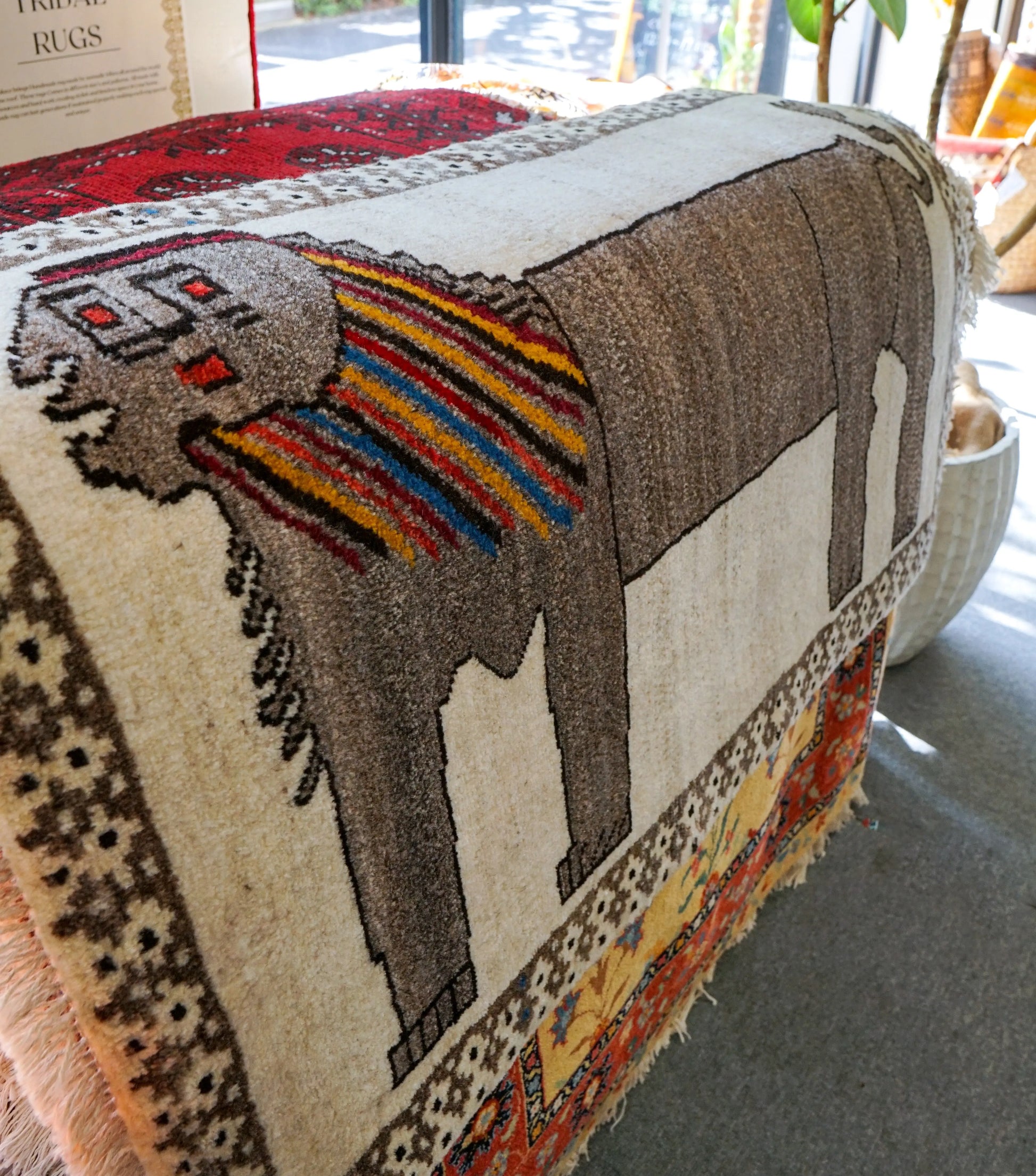 97×63cm  ペルシャ手織り絨毯 ギャッベ   カシュクリ Decorworks