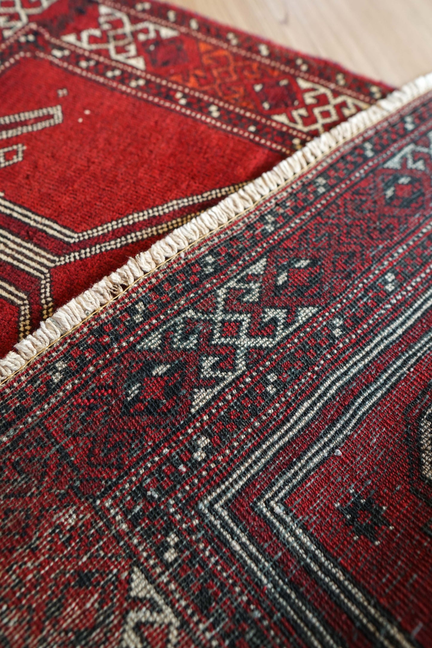  ペルシャ・オールドトルクメン 手織り絨毯 97×62cm｜トライバルラグ ヴィンテージ絨毯  prayer rug