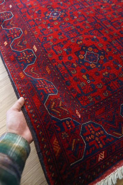  アフガニスタン絨毯 カールモハメディ Biljik最高品質 143×103cm｜メリノウール100%