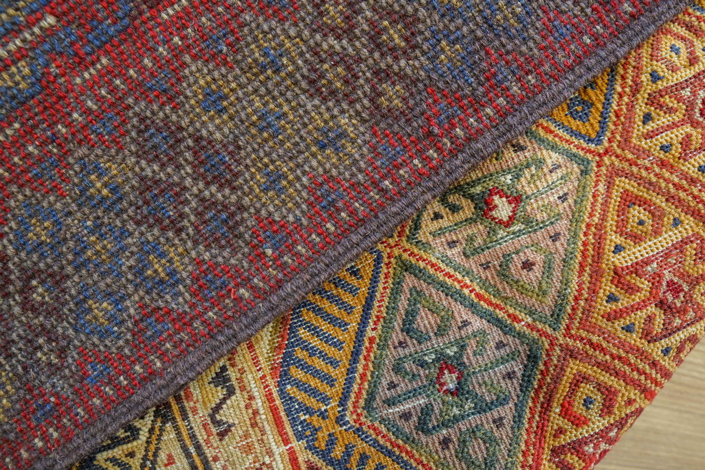 手織りマシュワニキリム アフガニスタン トライバルラグ 138×112cm