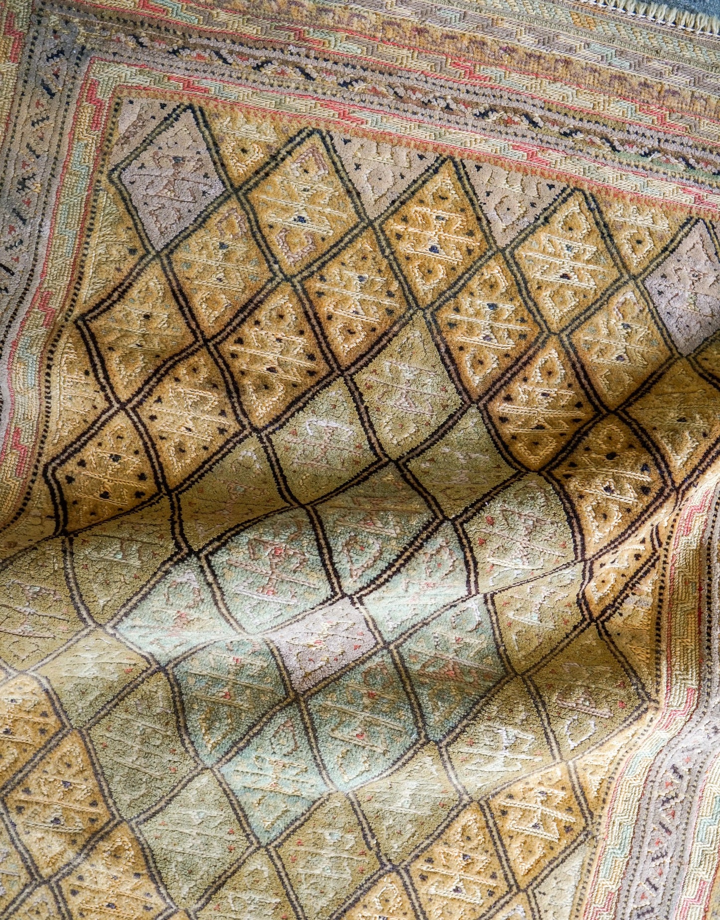 108×75cm アフガニスタン オールドマシュワニキリム 手織り 絨毯 Decorworks