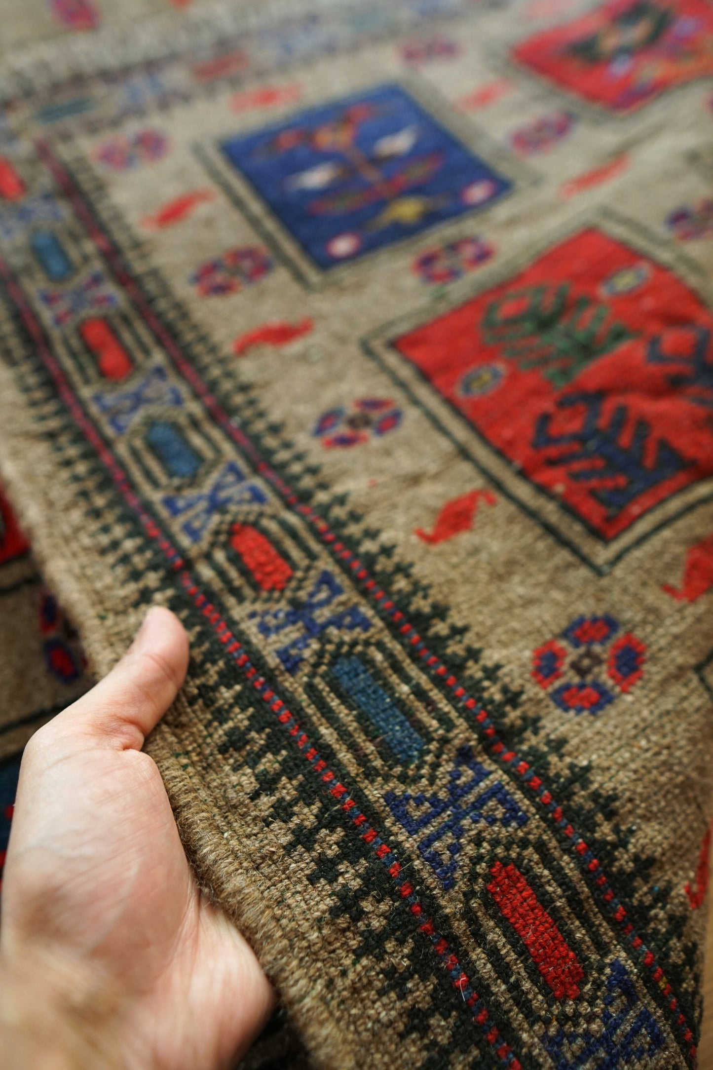  132×94cm バルーチ絨毯 ヴィンテージ トライバルラグ ペルシャ絨毯