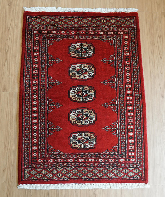  トルクメン ボハラ 手織り パキスタン絨毯 88×63cm 玄関マット