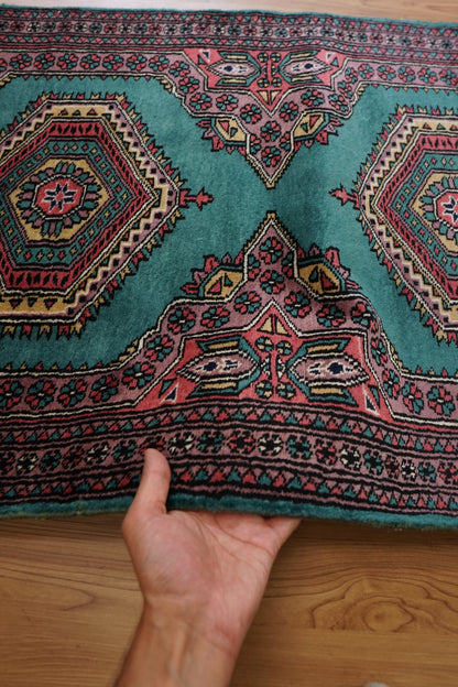 Collection オールドパキスタン手織り絨毯 ランナー 290×75cm 美しい幾何学模様 トライバルデザイン